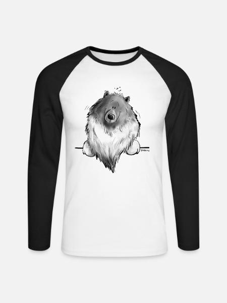 Funny Wolfsspitz I Comic Dog Gift - Unisex Long Sleeve Baseball T-Shirt - white/black