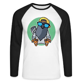 Colombe fraîche - T-shirt baseball manches longues Homme - blanc/noir - Devant - Nik (191cm)