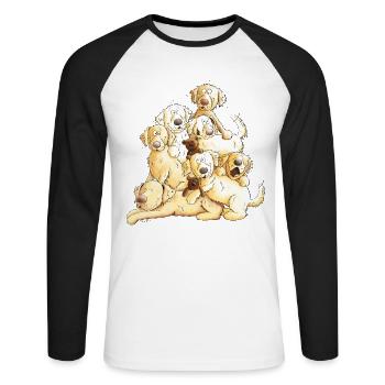 Golden Retriever Dog Puppy Comic Dog Gift - Unisex Long Sleeve Baseball T-Shirt - white/black - Front - Nik (191cm)