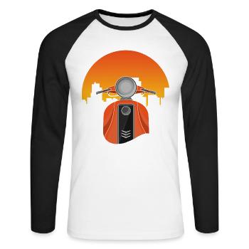 Altes Moped - Unisex Baseballshirt langarm - Weiß/Schwarz - Vorne - Nik (191cm)