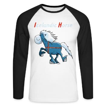 Isländer on Tour - Unisex Baseballshirt langarm - Weiß/Schwarz - Vorne - Nik (191cm)