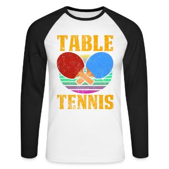 Table Tennis Lover Graphic - Unisex Long Sleeve Baseball T-Shirt - white/black - Front - Nik (191cm)