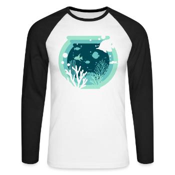 Aquarium - Aquatics - Unisex Long Sleeve Baseball T-Shirt - white/black - Front - Nik (191cm)
