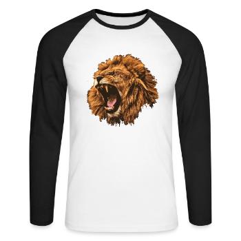 roaring lion gift - Unisex Long Sleeve Baseball T-Shirt - white/black - Front - Nik (191cm)