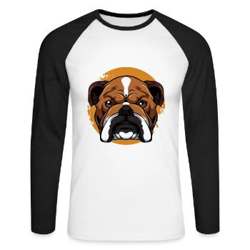 Bulldog Joie de vivre shirt motif - Unisex Long Sleeve Baseball T-Shirt - white/black - Front - Nik (191cm)