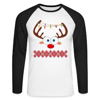 Reindeer Christmas Ugly - Unisex Long Sleeve Baseball T-Shirt - white/black - Front - Nik (191cm)