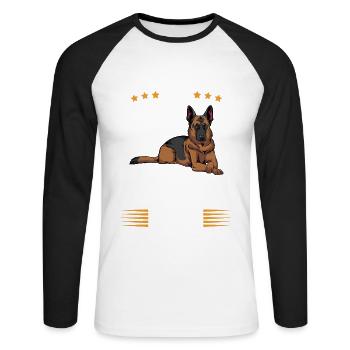 Je ne parle qu’à mon berger allemand - T-shirt baseball manches longues Homme - blanc/noir - Devant - Nik (191cm)