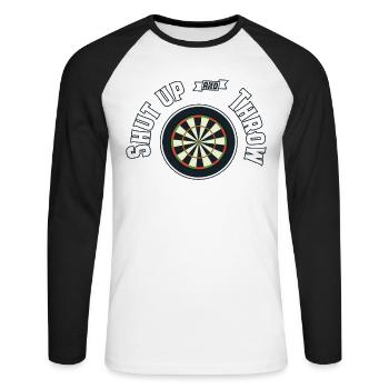 Darts Dart - Unisex Baseballshirt langarm - Weiß/Schwarz - Vorne - Nik (191cm)