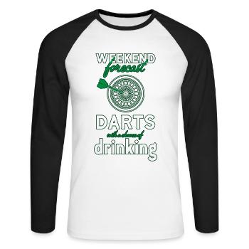 Darts Dart - Unisex Baseballshirt langarm - Weiß/Schwarz - Vorne - Nik (191cm)