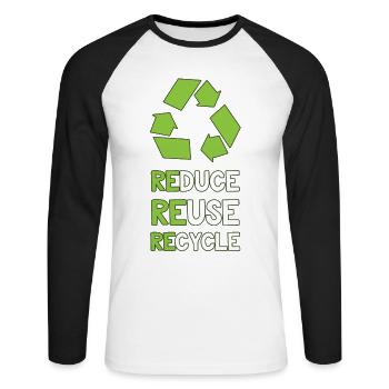Environmental protection recycling - Unisex Long Sleeve Baseball T-Shirt - white/black - Front - Nik (191cm)