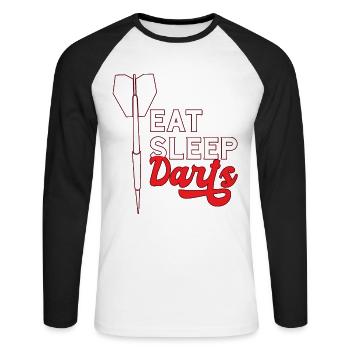 Fléchettes Motiv Mange Des Fléchettes pour le Sommeil - T-shirt baseball manches longues Homme - blanc/noir - Devant - Nik (191cm)