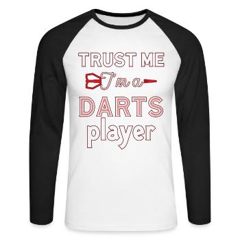 Darts darts - Unisex Long Sleeve Baseball T-Shirt - white/black - Front - Nik (191cm)