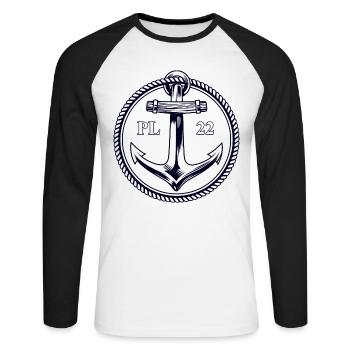 PL22 Marine Anchor - Unisex Long Sleeve Baseball T-Shirt - white/black - Front - Nik (191cm)