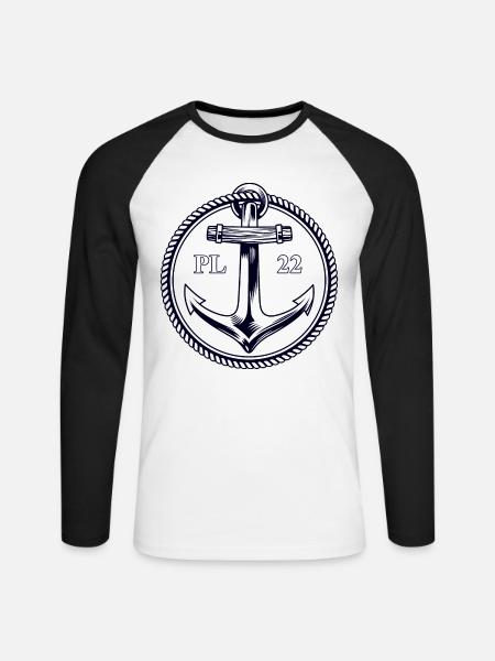 PL22 Marine Anchor - Unisex Long Sleeve Baseball T-Shirt - white/black