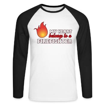 fire Department - Unisex Long Sleeve Baseball T-Shirt - white/black - Front - Nik (191cm)