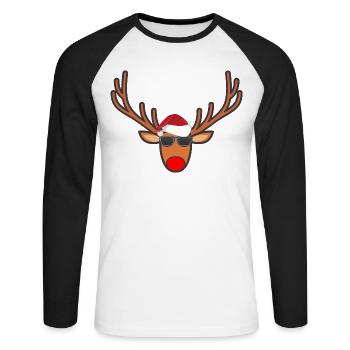renne - T-shirt baseball manches longues Homme - blanc/noir - Devant - Nik (191cm)