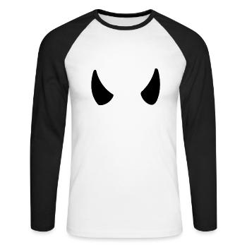 cornes - T-shirt baseball manches longues Homme - blanc/noir - Devant - Nik (191cm)