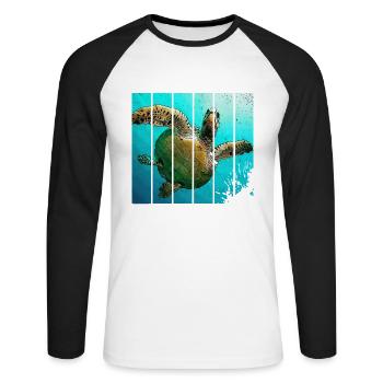 Tortue - T-shirt baseball manches longues Homme - blanc/noir - Devant - Nik (191cm)