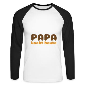 Papa kocht heute - Unisex Baseballshirt langarm - Weiß/Schwarz - Vorne - Nik (191cm)