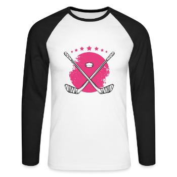 I play hockey like a girl - Unisex Long Sleeve Baseball T-Shirt - white/black - Front - Nik (191cm)