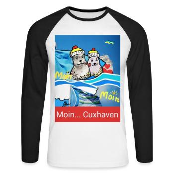 EG Cuxhaven I Stadt I Foto Zeichnung Gerecke - Unisex Baseballshirt langarm - Weiß/Schwarz - Vorne - Nik (191cm)