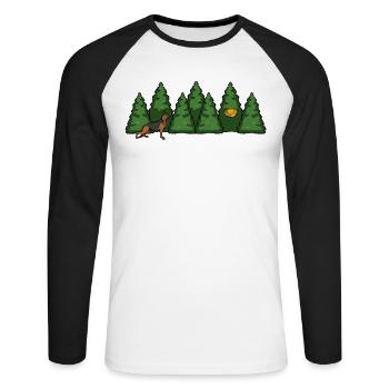 Forest Dog Frisbee in the Green - Unisex Long Sleeve Baseball T-Shirt - white/black - Front - Nik (191cm)