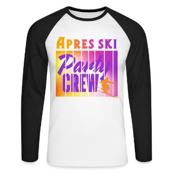 Apres Ski - Unisex Baseballshirt langarm - Weiß/Schwarz - Vorne - Nik (191cm)