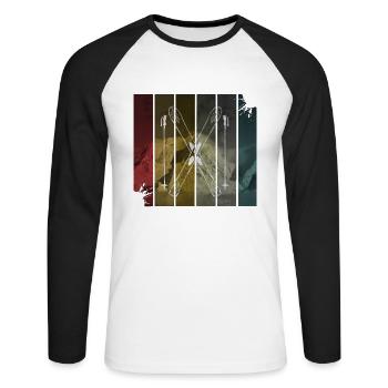 Ski - Unisex Baseballshirt langarm - Weiß/Schwarz - Vorne - Nik (191cm)