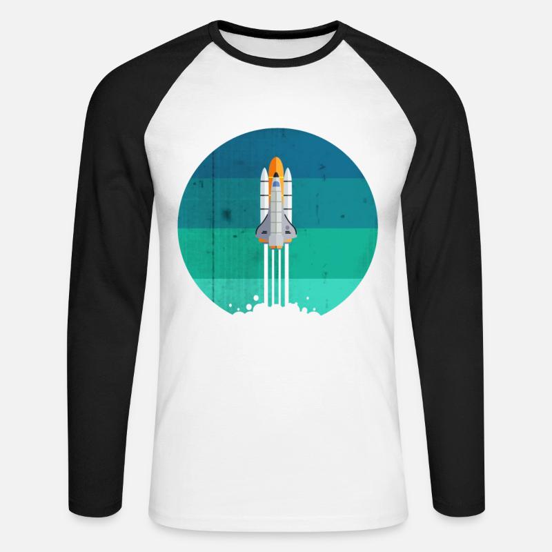 Space rocket rocket launch - Unisex Long Sleeve Baseball T-Shirt - white/black