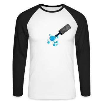 Parfait : Explosion de couleur - T-shirt baseball manches longues Homme - blanc/noir - Devant - Nik (191cm)