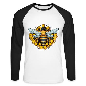 Chuchoteur d’abeilles avec des nid d’abeilles - T-shirt baseball manches longues Homme - blanc/noir - Devant - Nik (191cm)