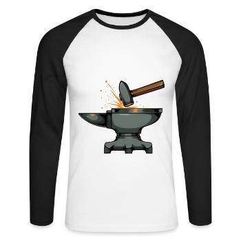 Forge Sparks and Anvil - Unisex Long Sleeve Baseball T-Shirt - white/black - Front - Nik (191cm)