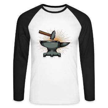 Post-apocalyptic blacksmithing - Unisex Long Sleeve Baseball T-Shirt - white/black - Front - Nik (191cm)