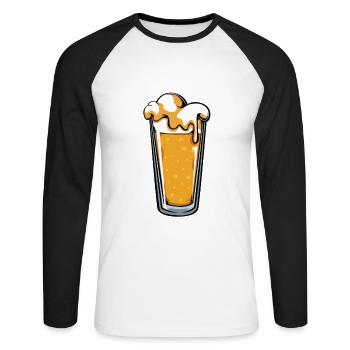 Biermeister Spruch Glas - Unisex Baseballshirt langarm - Weiß/Schwarz - Vorne - Nik (191cm)