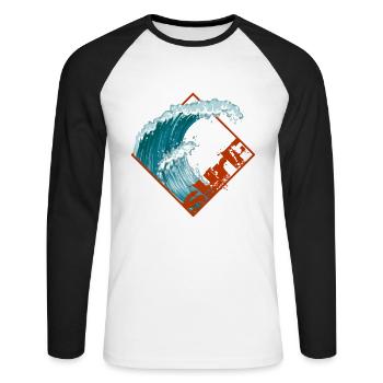 Surf wave surfer surfers - Unisex Long Sleeve Baseball T-Shirt - white/black - Front - Nik (191cm)