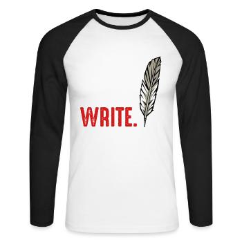 Eat Sleep Write Repeat Writing Motivation - Unisex Long Sleeve Baseball T-Shirt - white/black - Front - Nik (191cm)