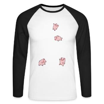 Cochons musicaux sur bâtons - T-shirt baseball manches longues Homme - blanc/noir - Devant - Nik (191cm)