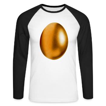 golden egg - Unisex Long Sleeve Baseball T-Shirt - white/black - Front - Nik (191cm)