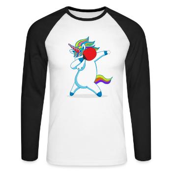 Table tennis unicorn dabbing unicorn horse gift - Unisex Long Sleeve Baseball T-Shirt - white/black - Front - Nik (191cm)