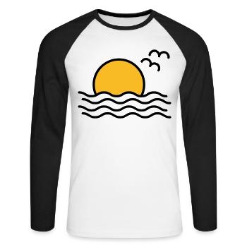 Coucher de soleil - T-shirt baseball manches longues Homme - blanc/noir - Devant - Nik (191cm)