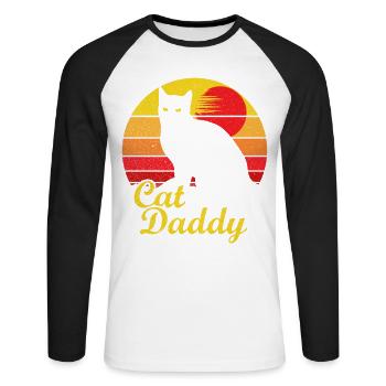 Cat Daddy Best Cat Dad - T-shirt baseball manches longues Homme - blanc/noir - Devant - Nik (191cm)