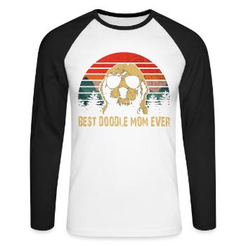 MEILLEURE MAMAN DOODLE JAMAIS - T-shirt baseball manches longues Homme - blanc/noir - Devant - Nik (191cm)