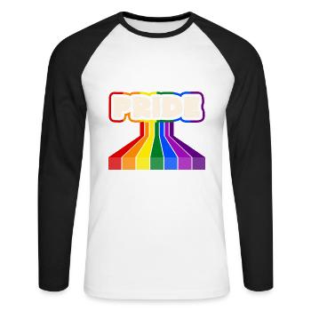 Pride Regenbogen Block-Design - Unisex Baseballshirt langarm - Weiß/Schwarz - Vorne - Nik (191cm)