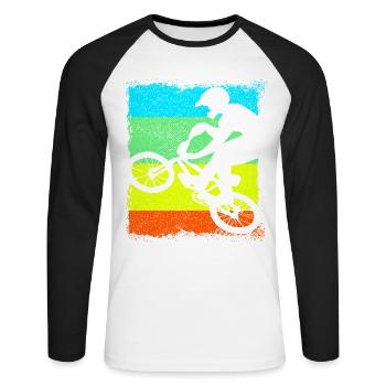 BMX / Bmx Bike Bicycle - Unisex Long Sleeve Baseball T-Shirt - white/black - Front - Nik (191cm)