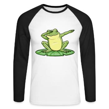 Danse hip-hop grenouille - T-shirt baseball manches longues Homme - blanc/noir - Devant - Nik (191cm)