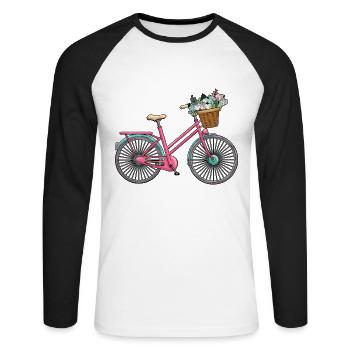 Women's Bicycle Flowers - Unisex Long Sleeve Baseball T-Shirt - white/black - Front - Nik (191cm)