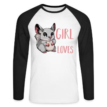 Chinchilla Liebhaberin Shirt - Unisex Baseballshirt langarm - Weiß/Schwarz - Vorne - Nik (191cm)