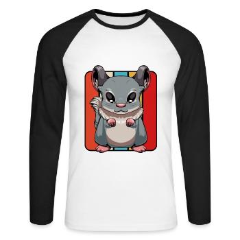 Chinchilla Pop Art Panel - Unisex Baseballshirt langarm - Weiß/Schwarz - Vorne - Nik (191cm)