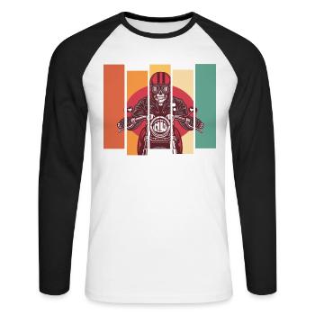 Motorcycle vintage skull - Unisex Long Sleeve Baseball T-Shirt - white/black - Front - Nik (191cm)