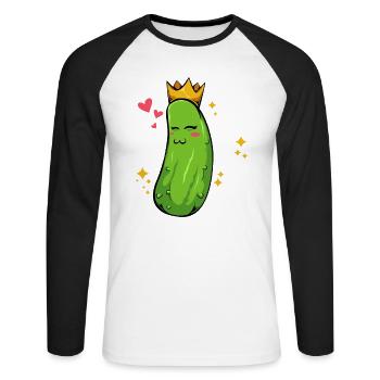 Pickle Queen – Königliche Gurke - Unisex Baseballshirt langarm - Weiß/Schwarz - Vorne - Nik (191cm)